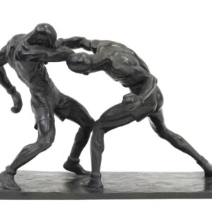 Mahonri MacKintosh Young. Right to the Jaw. Bronze sculpture of two shirtless men boxing. Modeled in 1926.