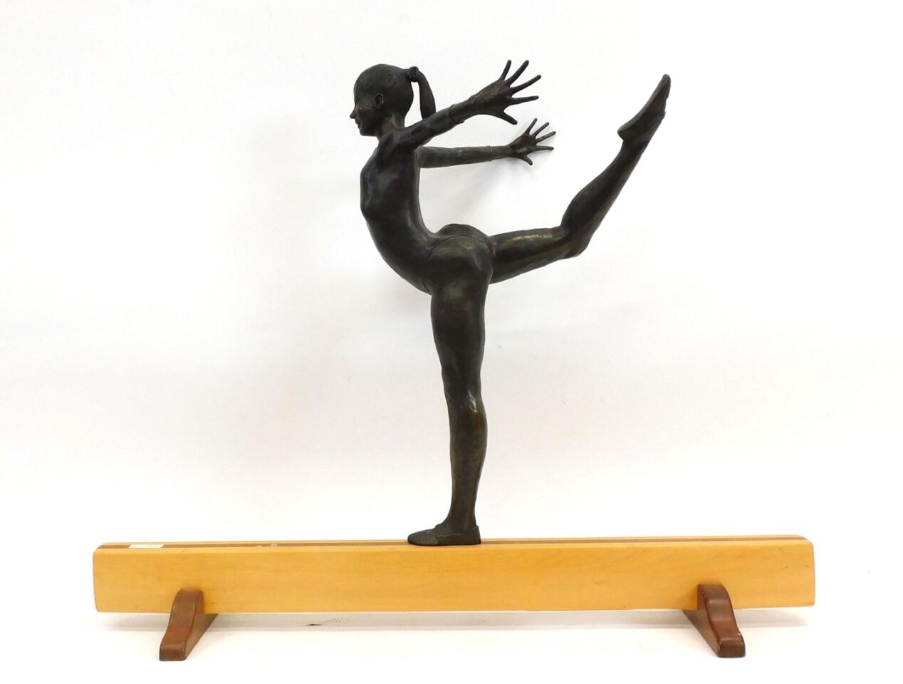 Clayton E Fuller (1916-2014) Bronze Sculpture "Young Gymnast" 1950.