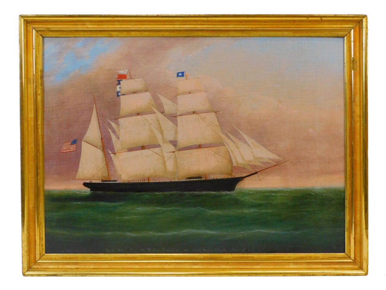 William Weston China Trade Ship Portrait of the Helen Mar 1869 Bark Helen Mar of Baltimore under sail.