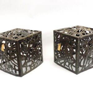 Jean Pierre Bernard (20th century Haiti) Welded Steel Cubes with Haitian Folk Art Motifs