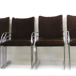 Milo Baughman Style Art Deco Chrome Cantilever Armchairs