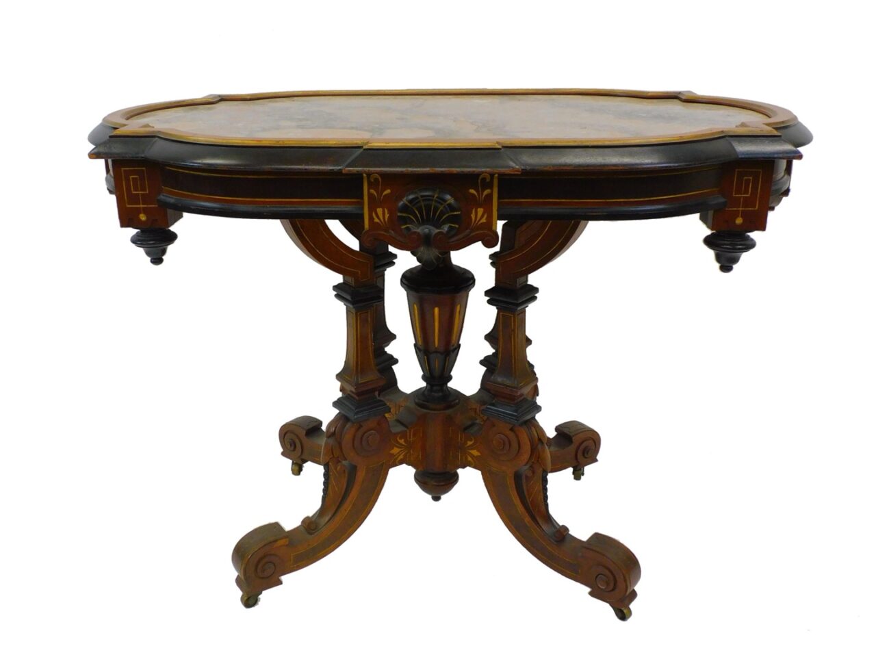 Renaissance Revival Marble Top Parlor Table by Unknown Artist