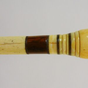 19th Century Scrimshaw Walking Stick with Whale's Tooth Knob and Baleen Inlay Bands.