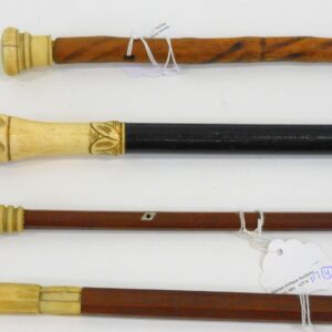 19th Century Scrimshaw Walking Sticks with Whale Tooth Knobs by Unknown Artist.