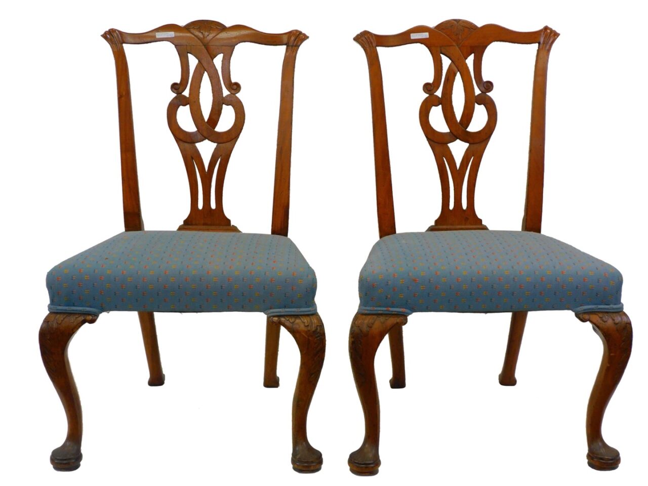 Pair of Queen Anne Transitional Side Chairs by Unknown Artist