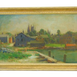 Lemuel D. Eldred (1848-1921) Fairhaven Waterfront Oil Painting