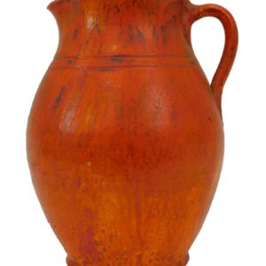 18th-century New England Redware Pitcher with Drip Glaze and Incised Design by Unknown Artist