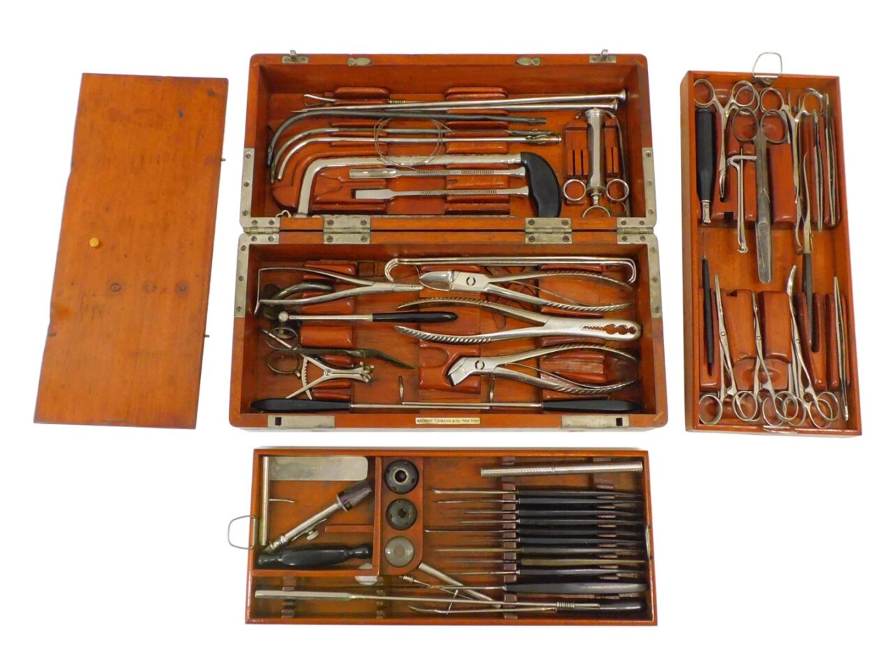 George Tiemann & Co. Late 19th-century Surgeon's Kit in Brass-Bound Mahogany Case Belonging to Dr. John Slayter.