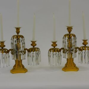 Pair of 19th Century Bronze Candelabra with Ram's Head Design.