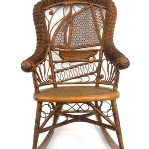 Victorian Wicker Rocker with Star Cane Sailboat Design