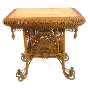 Elaborate Stick-and-Ball Wicker Lamp Table