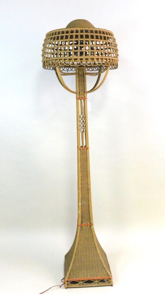 Heywood Wakefield Company Art Deco Wicker Floor Lamp