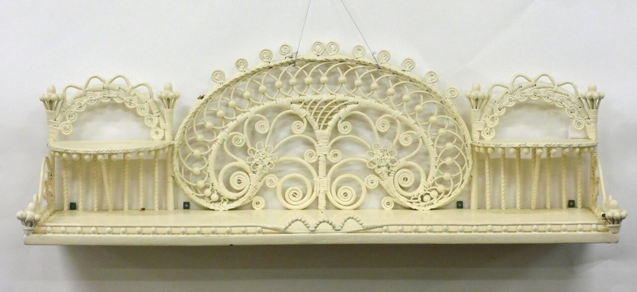 Victorian Wicker Hanging Shelf by Unknown Artist