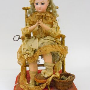 Tete Jumeau Depose Automaton Doll "Girl Knitting" circa 1880 French