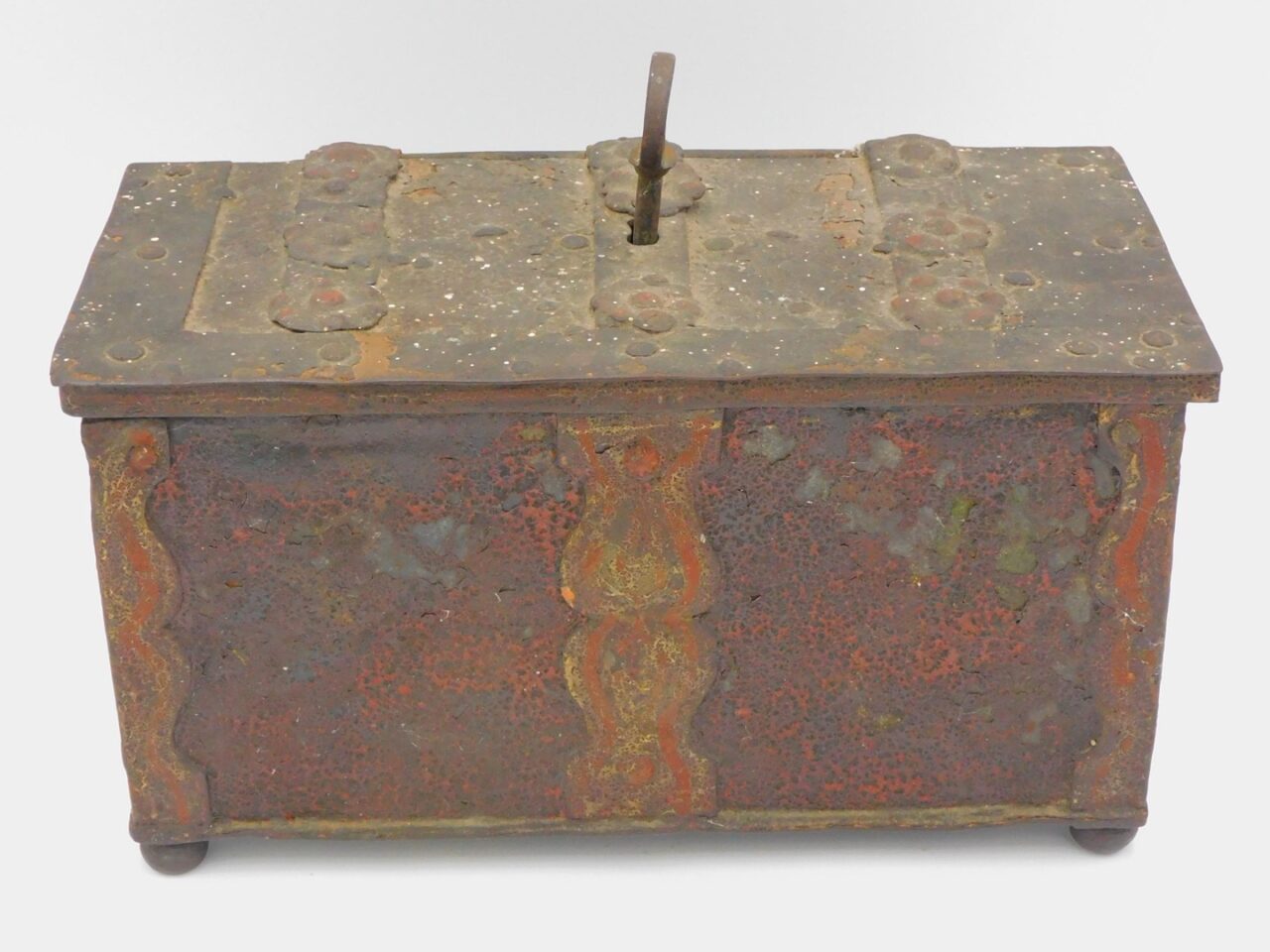 17th-century Continental Forge Iron Strongbox with Key by Unknown Artist