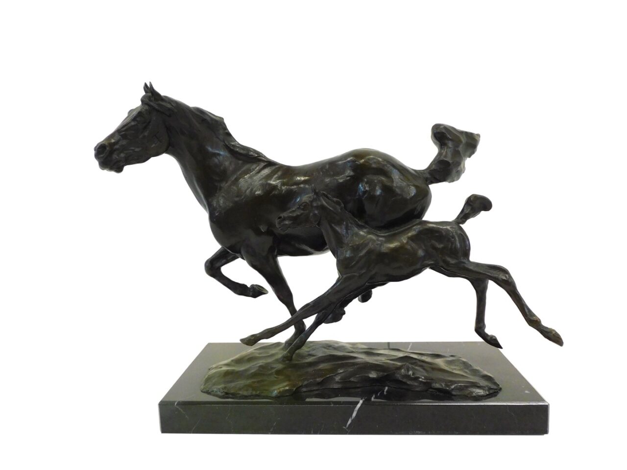 Terry Duen Kelsey Bronze Mare and Colt Sculpture