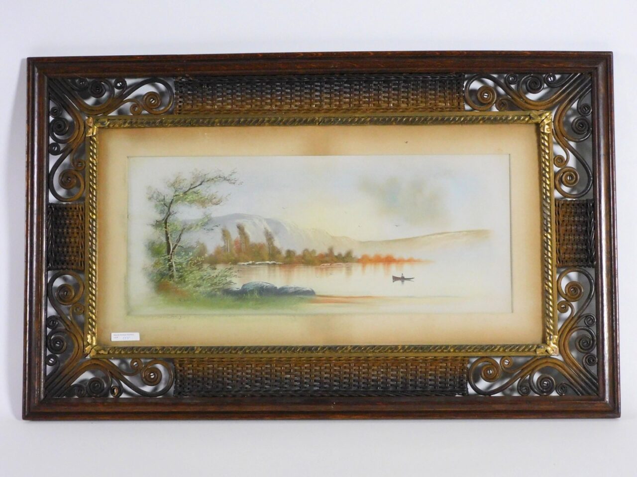 Victorian Wicker Frame with Pastel Lake Landscape