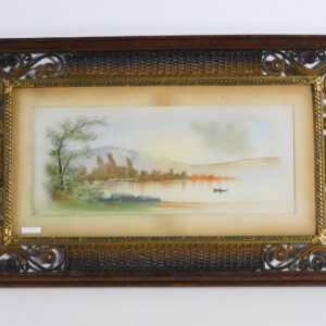 Victorian Wicker Frame with Pastel Lake Landscape