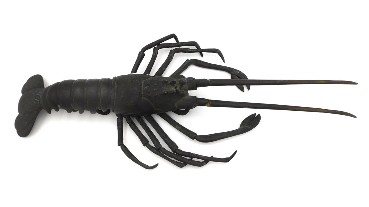 Meiji Period Japanese Bronze Articulated Lobster Okimono