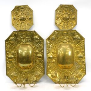 Pair of Continental Baroque Brass Sconces