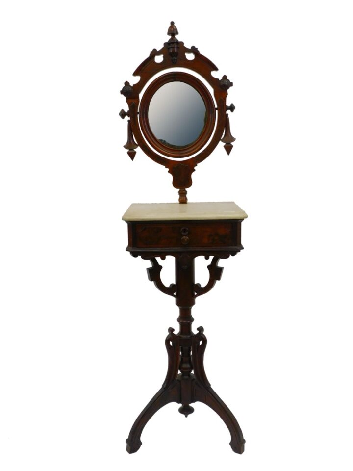 Victorian Renaissance Revival Walnut Shaving Mirror