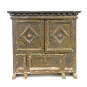 17th Century Continental Baroque Fruitwood Cabinet by Unknown Artist