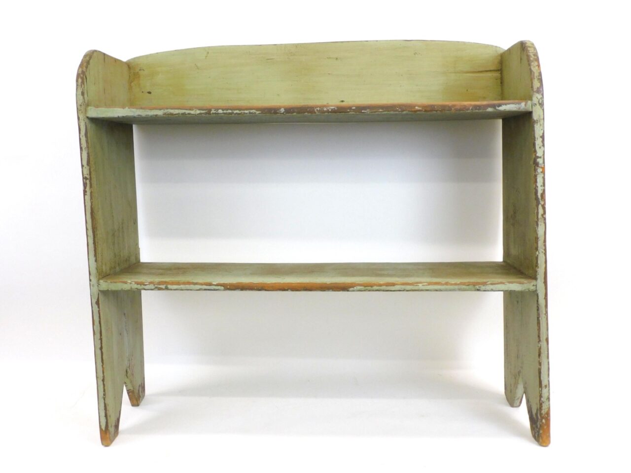 19th Century Pine Bucket Shelf with Greenish Grey Paint by Unknown Artist