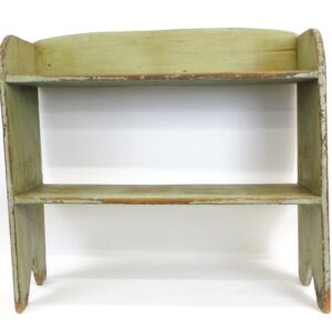 19th Century Pine Bucket Shelf with Greenish Grey Paint by Unknown Artist