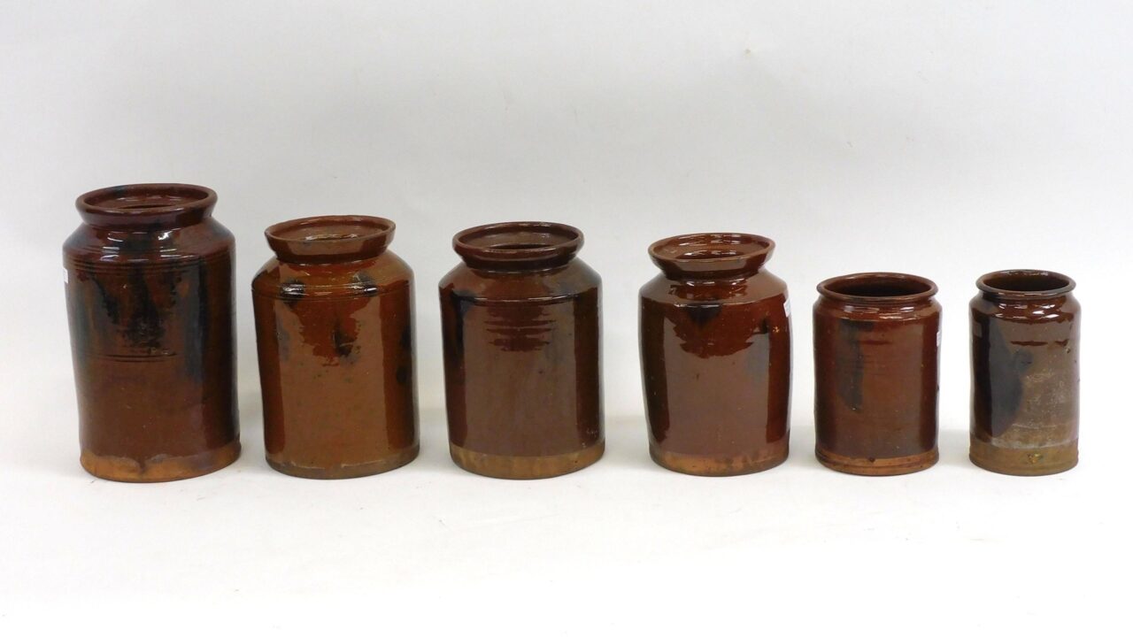 Six Redware Storage Jars by Unknown Artist