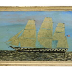 American Reverse Painting on Glass of Ship