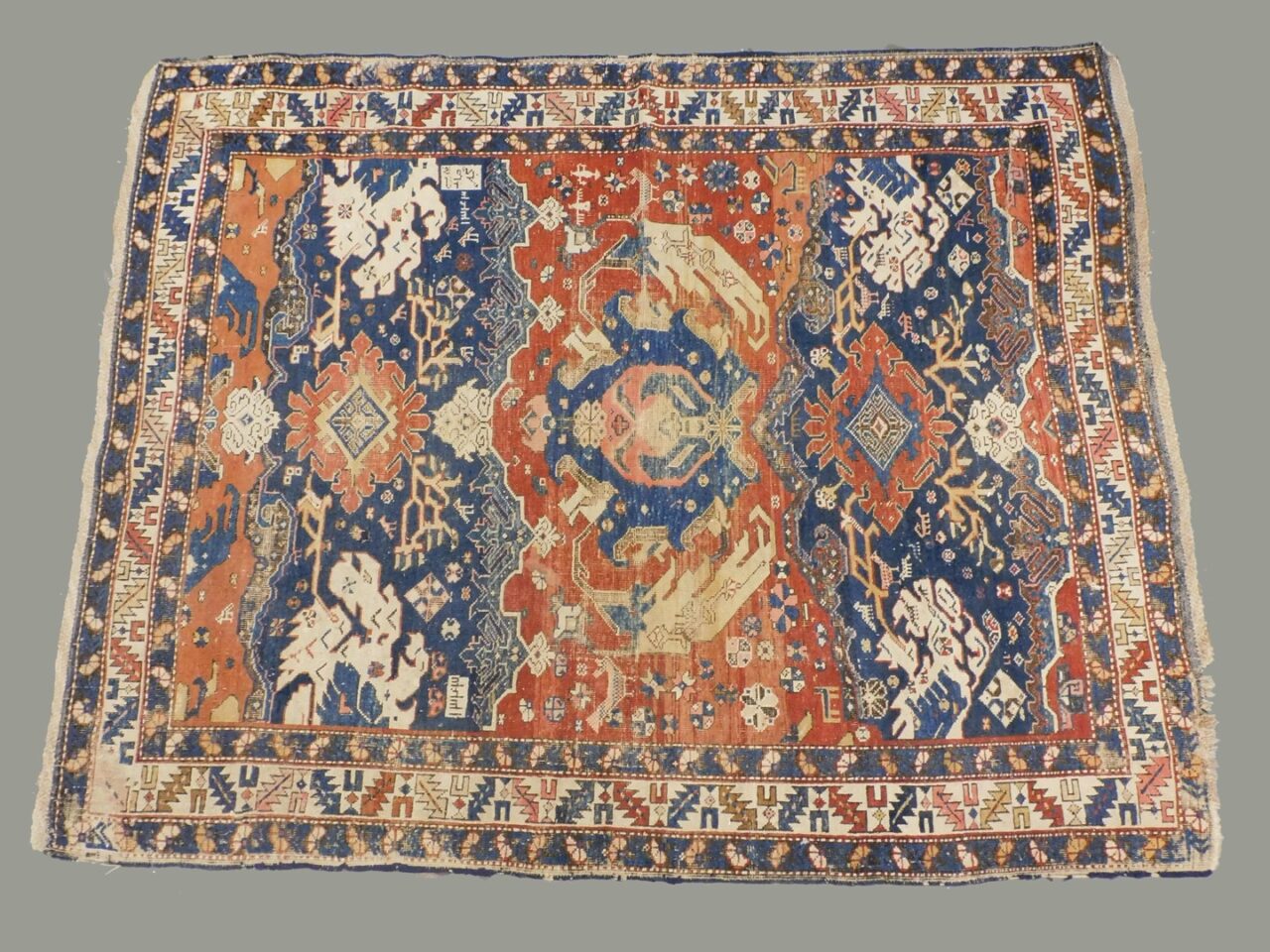 Late 19th Century Caucasian Rug with Birds and Animals