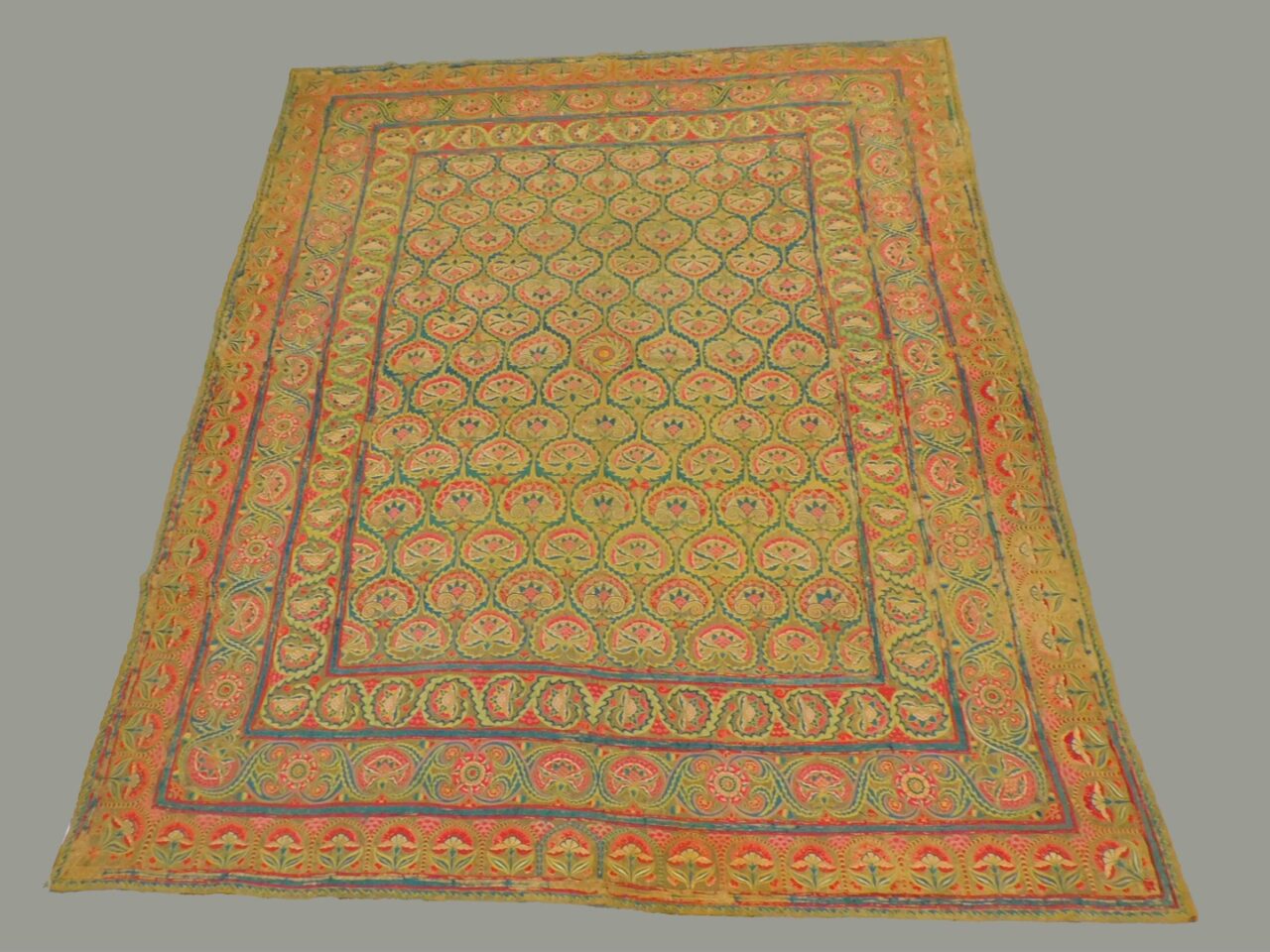 19th Century Suzani Handwoven Wall Hanging with Floral and Geometric Designs by Unknown Artist