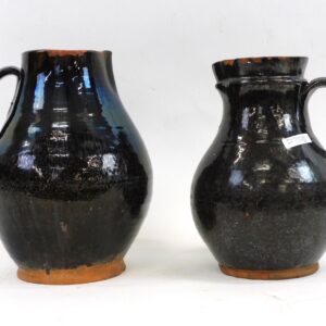 Early 19th Century Redware Handled Pitchers by Unknown Artist