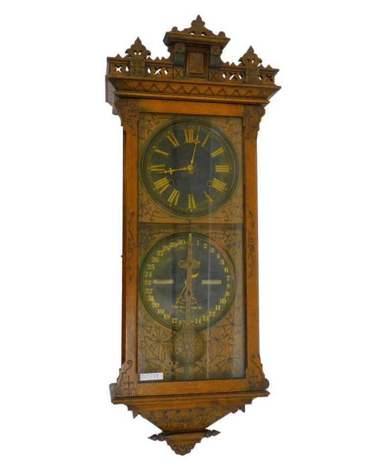 Late 19th Century Ithaca Calendar Clock No. 5 1/2 Hanging Belgrade by Unknown Artist