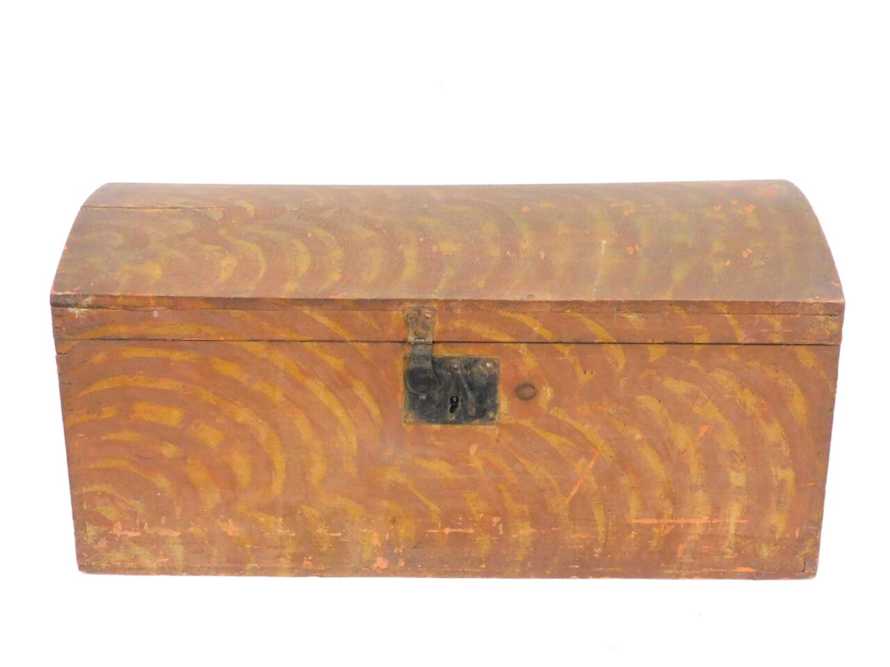 19th Century Grain Painted Dome Top Box by Unknown Artist