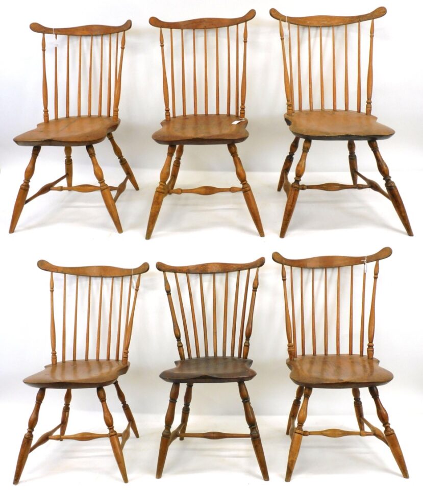 Six New England Fan Back Windsor Side Chairs