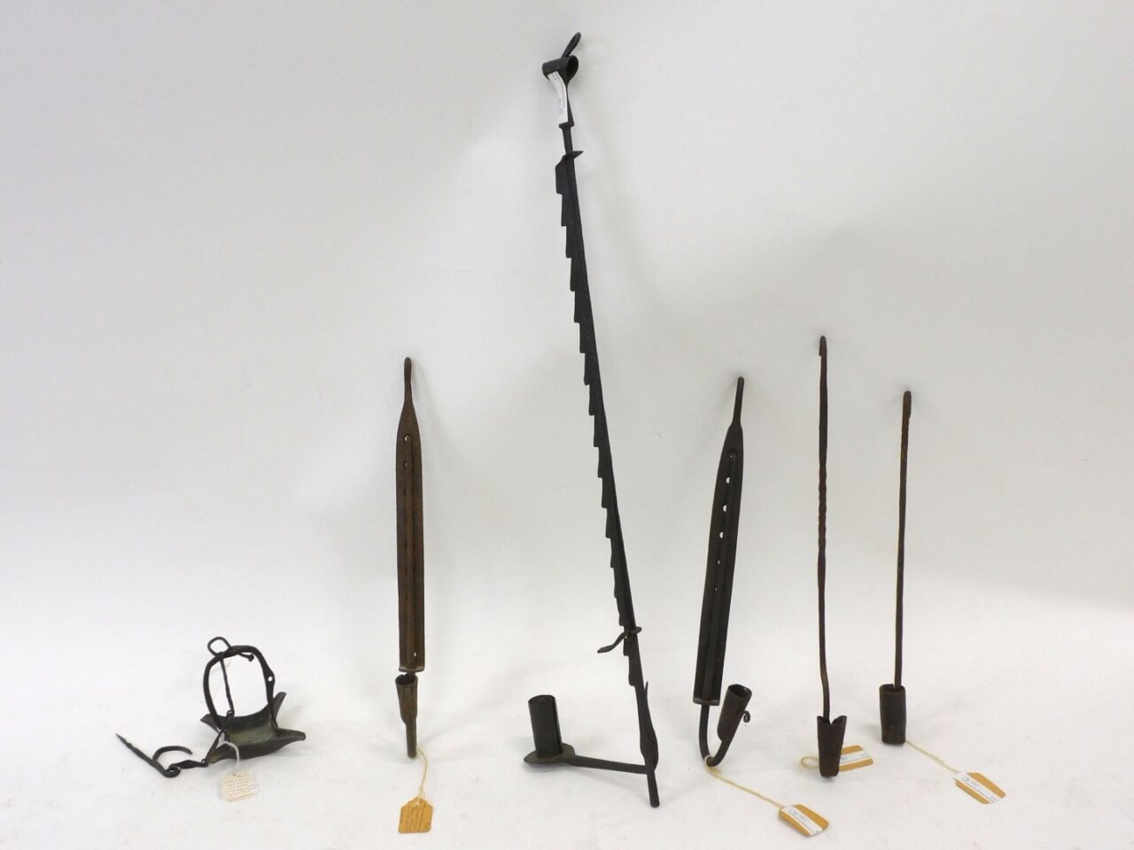 Attributed to Samuel Yellin: Collection of 18th/19th Century Wrought Iron Lighting Devices