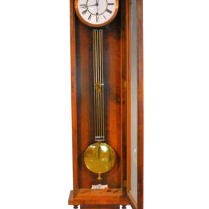 19th Century Lenzkirch Weight Driven Long Drop Regulator Clock with Grid-Iron Pendulum and Carved Crest.