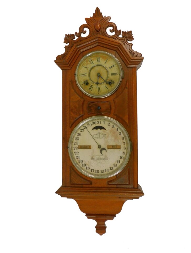 Late 19th Century Ithaca No. 6 Hanging Library Clock by Unknown Artist