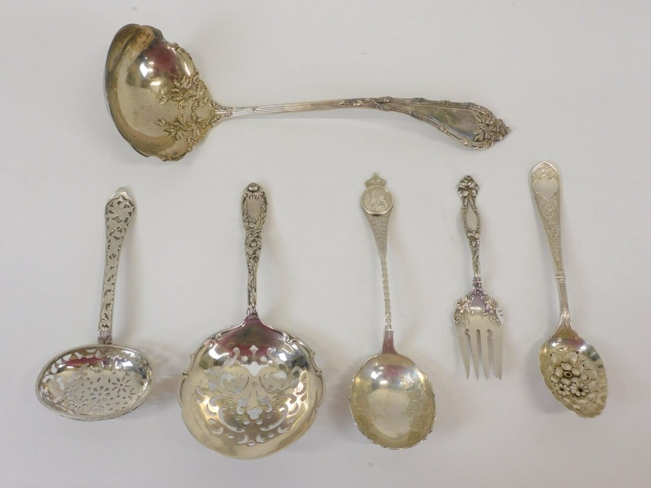 19th Century Sterling Silver Serving Pieces by Various Makers. Durgin