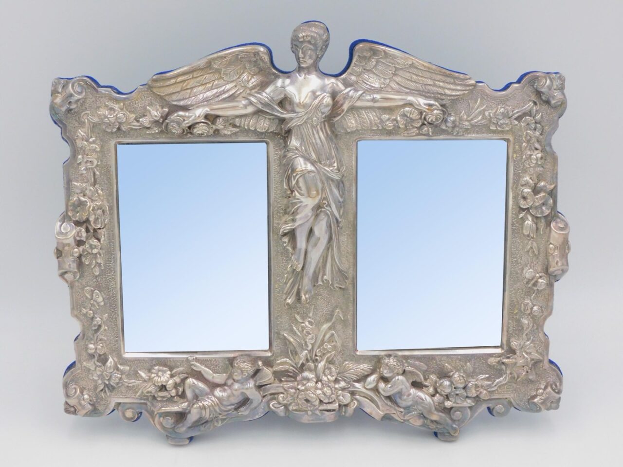 Ornate Sterling Silver Picture Frame with Angel and Cherubs