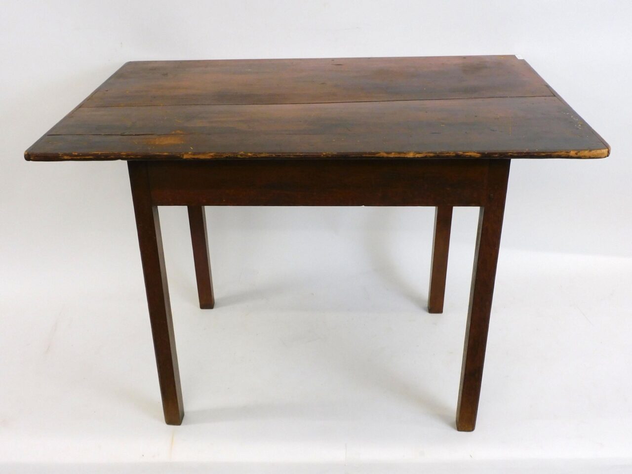 18th/19th Century Tavern Table with Molded Square Legs and Pegged Walnut Base