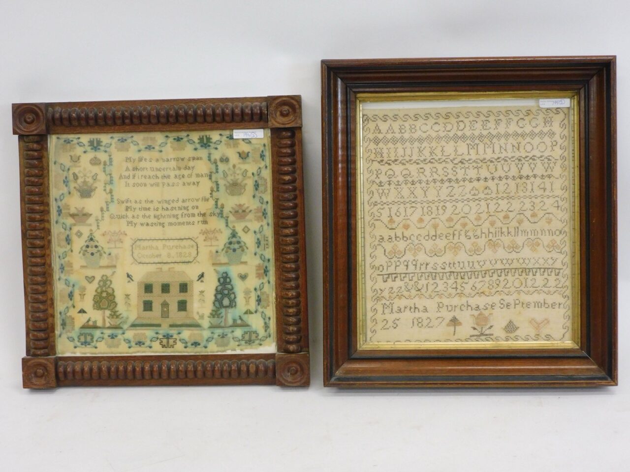 Martha Purchase 1827 & 1828 Needlework Samplers