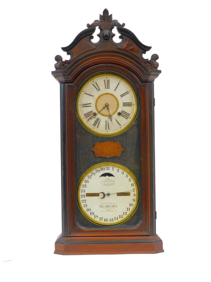 Late 19th Century Ithaca Double Dial Calendar Clock