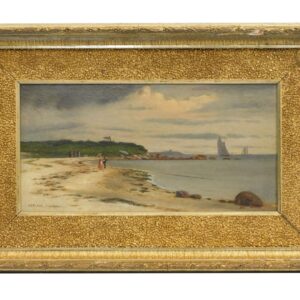 Lemuel D. Eldred Naushon Island Coastal Scene Late 19th/Early 20th Century Oil Painting in Gilt Frame.