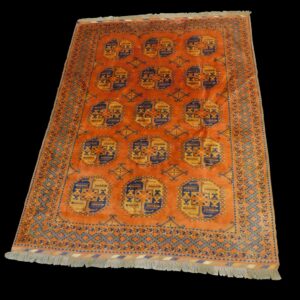 20th Century Afghan Bokara Wool Rug with Garden/Elephant Foot Pattern by Unknown Artist