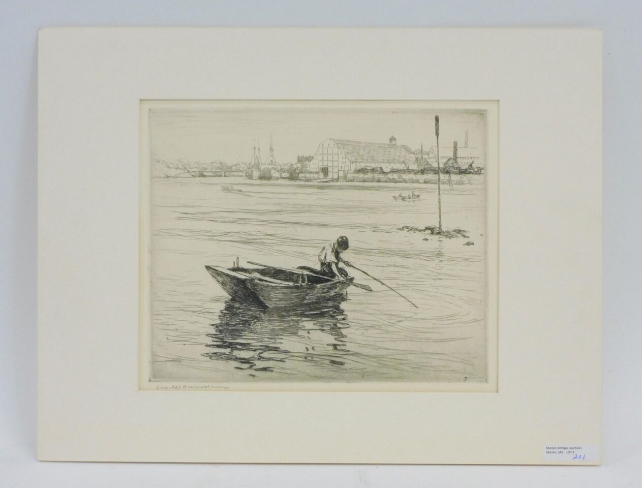 Charles H. Woodbury Etching 'Fishing A 71' 1910.