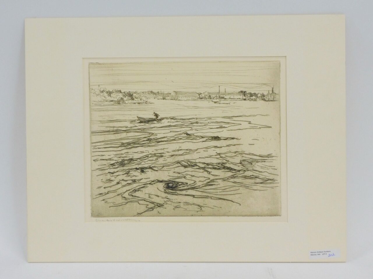 Charles H. Woodbury "The Racing Tide A 77" Etching