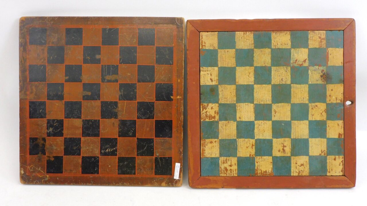 19th Century Hand-Painted Double-Sided Gameboards by Unknown Artist