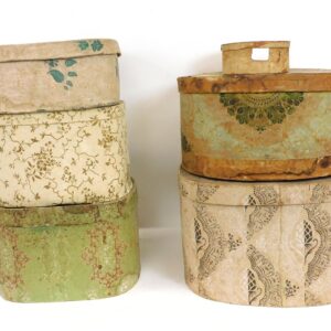 Collection of Antique Wallpapered Hatboxes